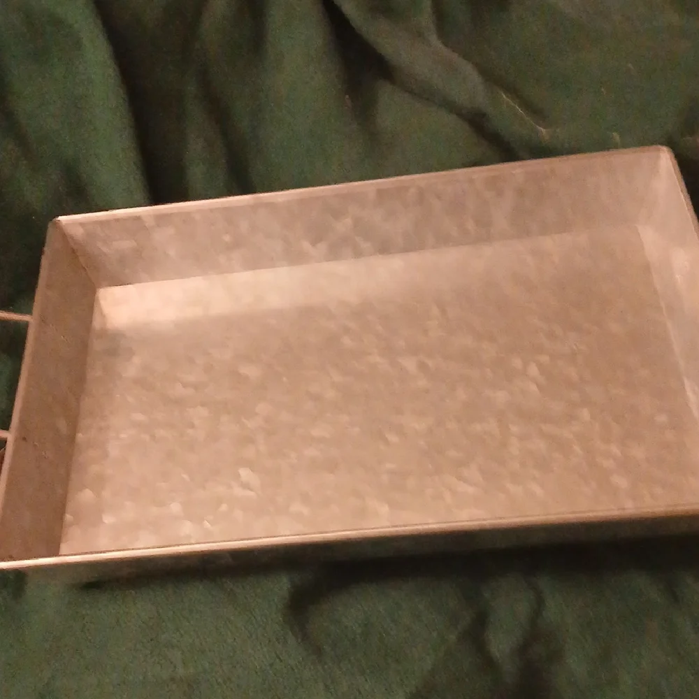 Rustic Galvanized Vanity Tray with Wooden Handles free shipping